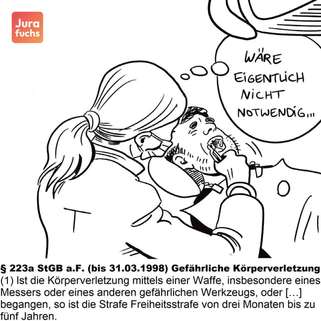 Eine Zahnärztin entfernt einem Patienten einen Zahn, obwohl sie weiß, dass dies nicht nötig ist. 